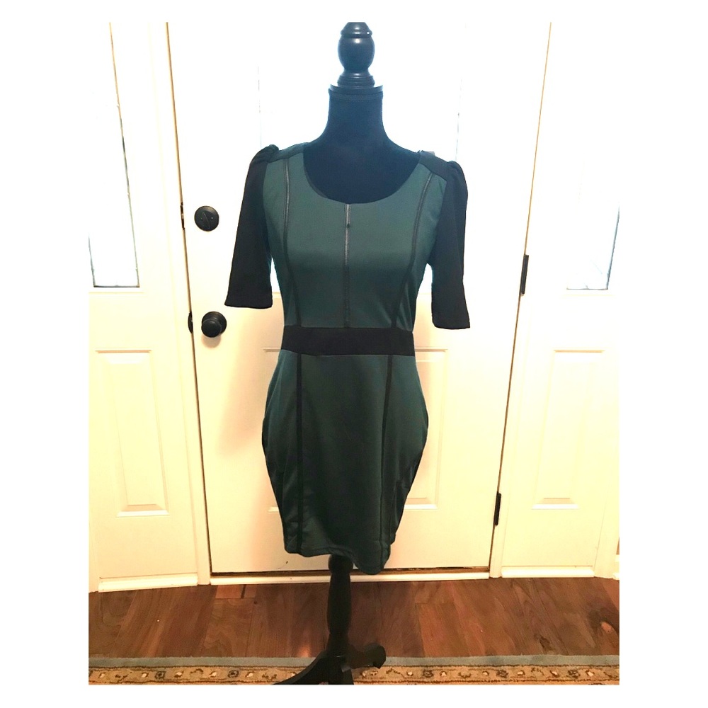 Green and black dress